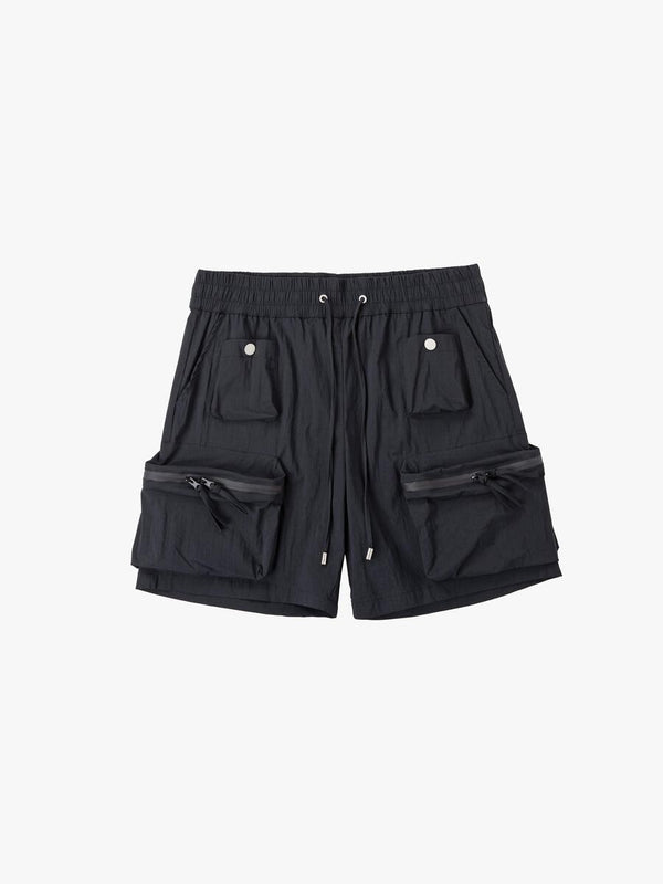 Nylon Tech Multi-Pocket Shorts (Black)